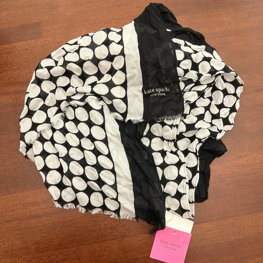Kate Spade Dance Floor Oblong Scarf in Black/White NWT